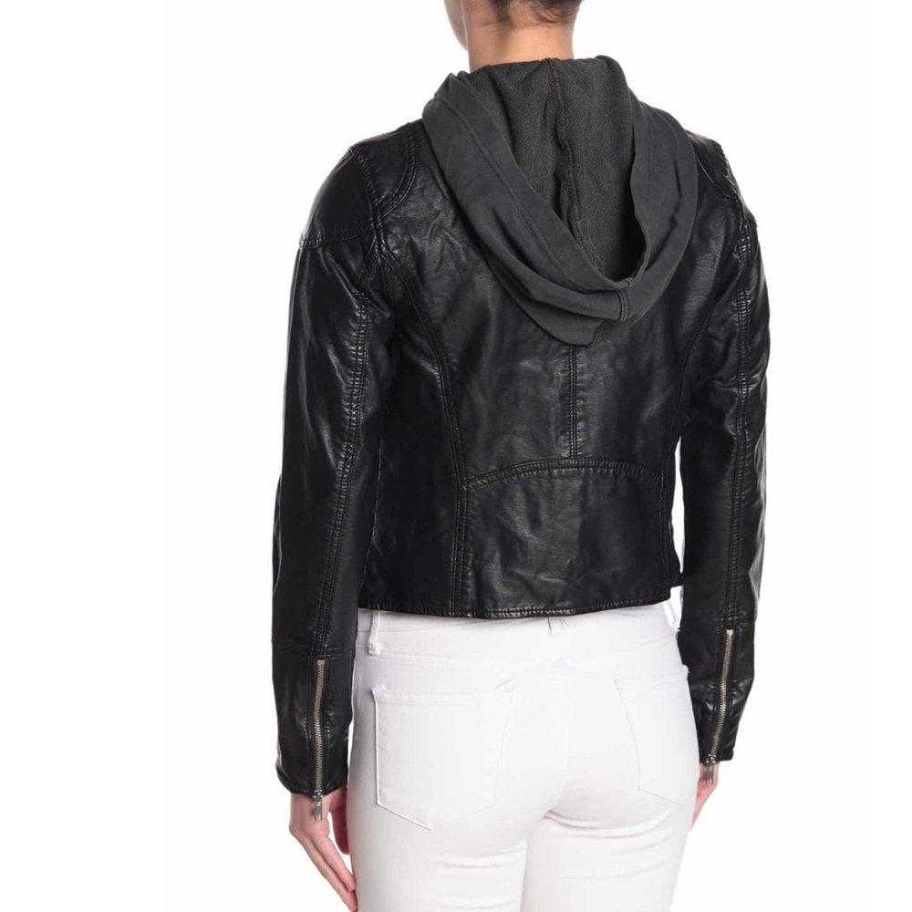 Free People New Dawn Vegan Leather Hooded Jacket - Picture 4 of 5